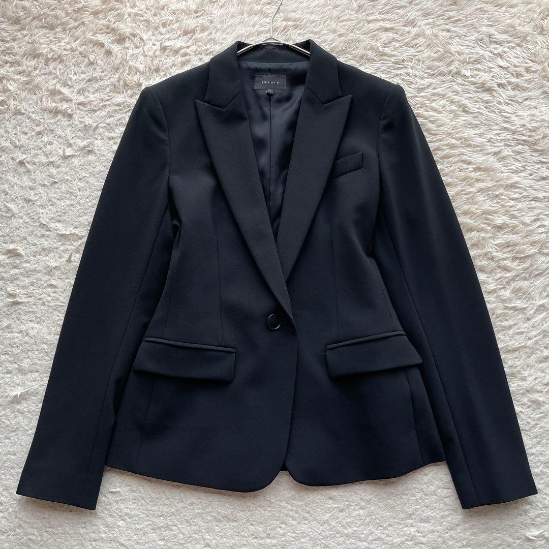 セオリー パンツスーツ セットアップ ブラック ビジネス リクルート 上M 下L