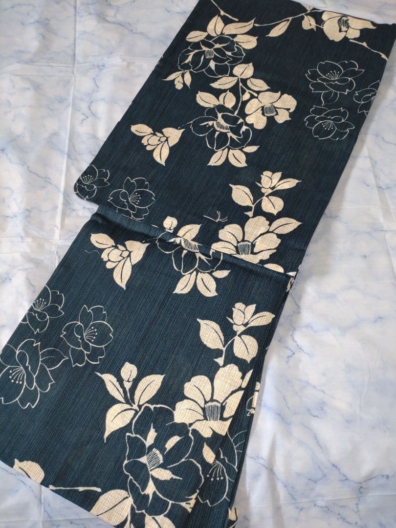 【ラスト1枚】✿新品未使用　綿麻浴衣　高級浴衣　人気浴衣　夏着物　紺色　藍色