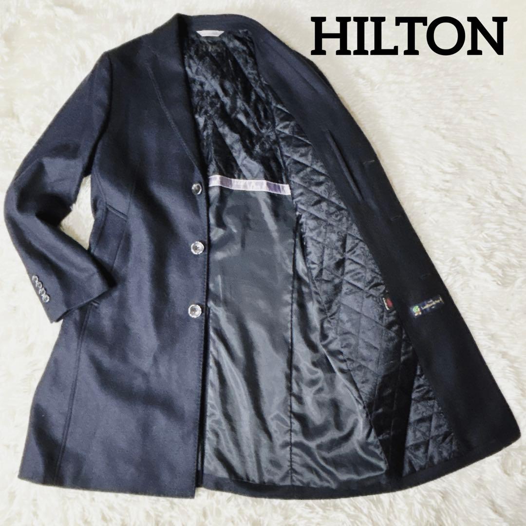 ヒルトン チェスターコート Outlast キルティング 花柄 メルトン L 黒