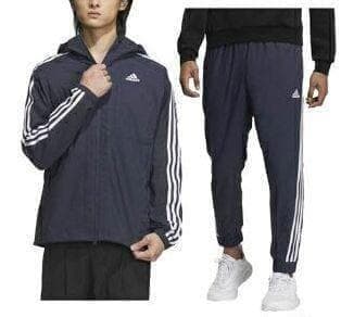 E新品 2XL アディダス adidas デニム風ウーブンセットアップ 上下紺