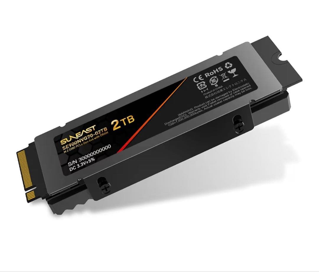 SUNEAST 2TB NVMe SSD アルミ合金ヒートシンク付き