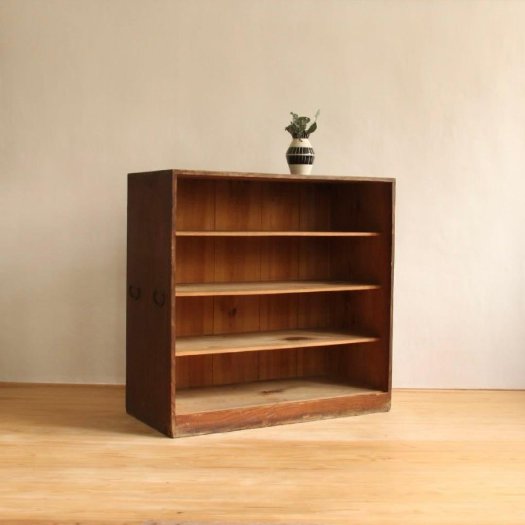 棚　木製　4段　本棚　収納棚　食器棚　ディスプレイ棚　ビンテージ　アンティーク