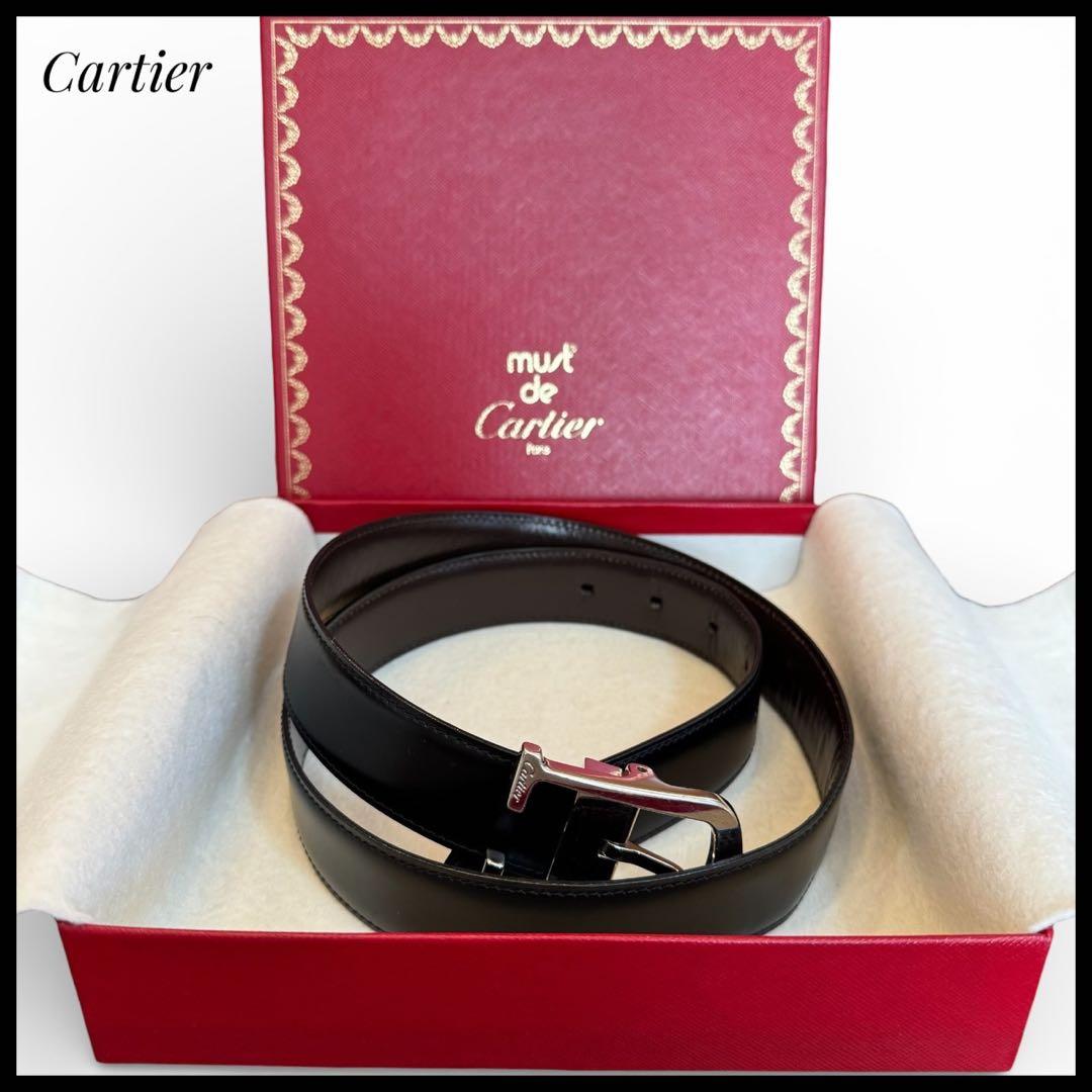 Cartier カルティエ　ブラック レザーベルト　レザー　専用箱付き　男女兼用