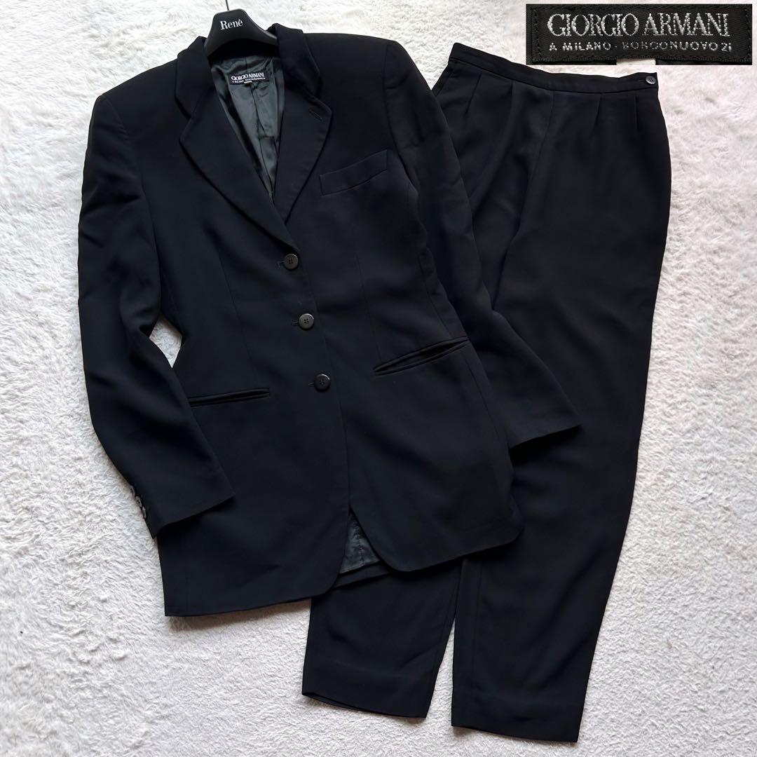 【美品】ジョルジオアルマーニ パンツセットアップ ウール 黒 40 イタリア製