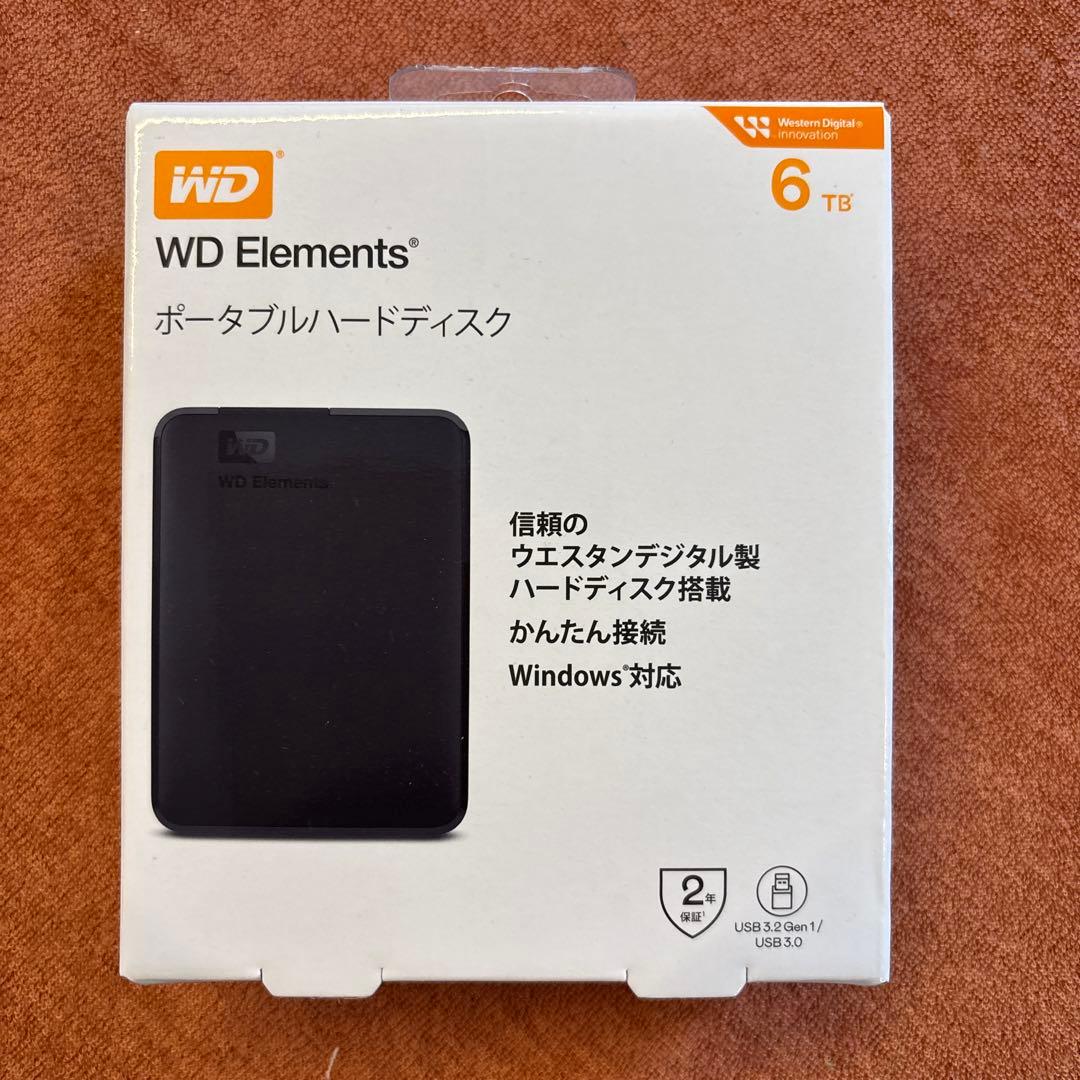 ポータブルハードディスク新品 WD Elements 6TB