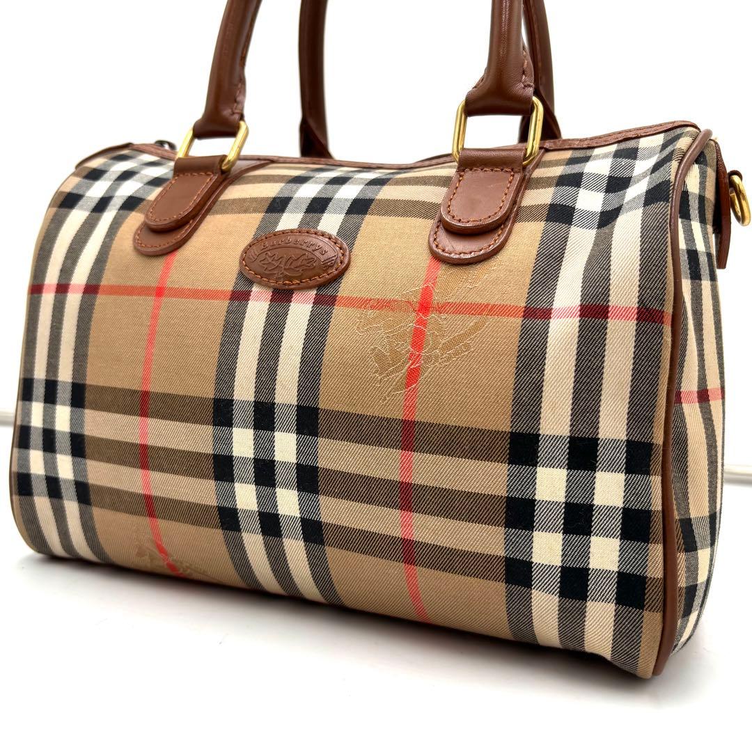 【極美品】バーバリー ハンドバッグ ノバチェック シャドーホース ボストン