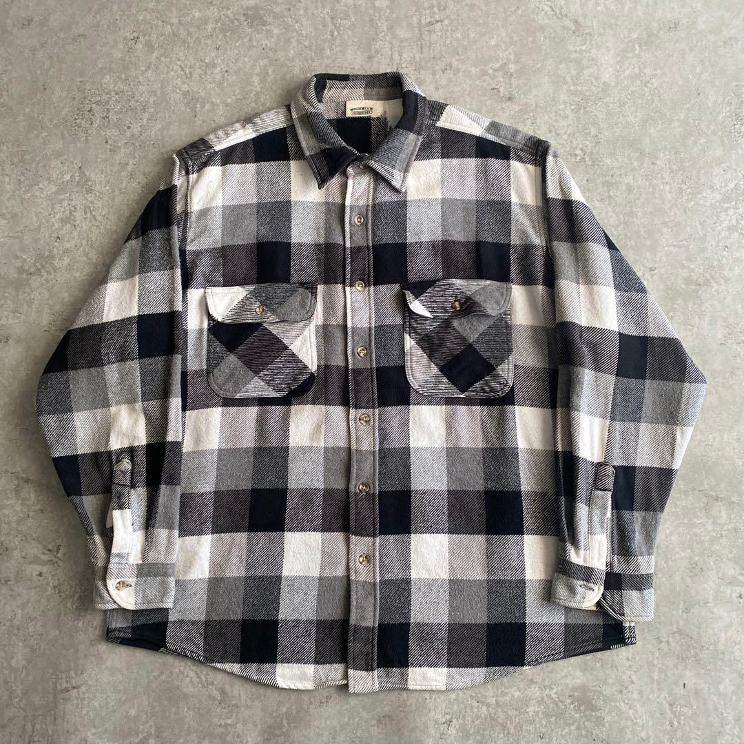 スペシャル好配色 90s FIVE BROTHER ネルシャツ 黒×白 XL