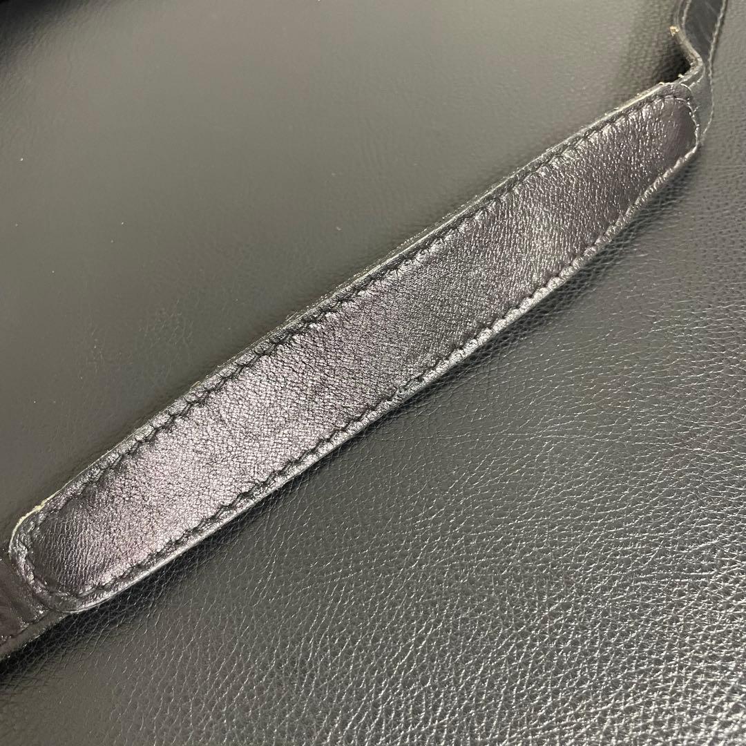 GUCCI グッチ マイクロGG柄 レザー×キャンバス ショルダーバッグ 黒色