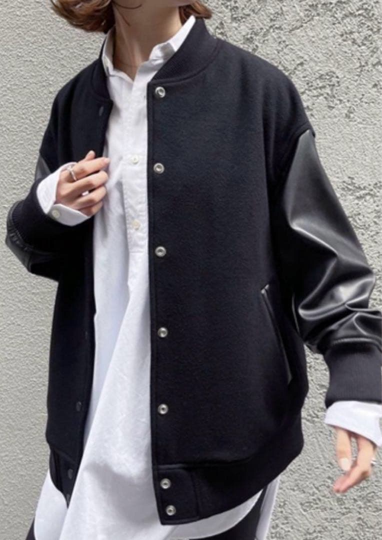 スピックアンドスパン　スタジアム　ジャンパー　ブラック　アウター