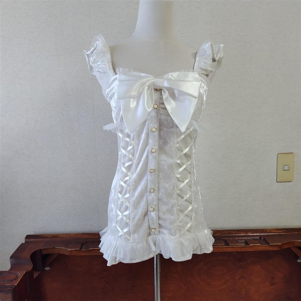 TRALALA　ビッグリボン　姫ギャル　編み上げ　ベロア　キャミソール