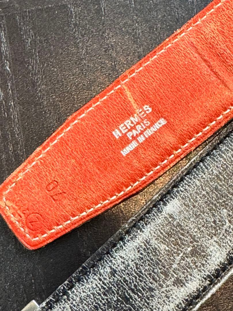 HERMES オレンジ ブラック レザー ベルト