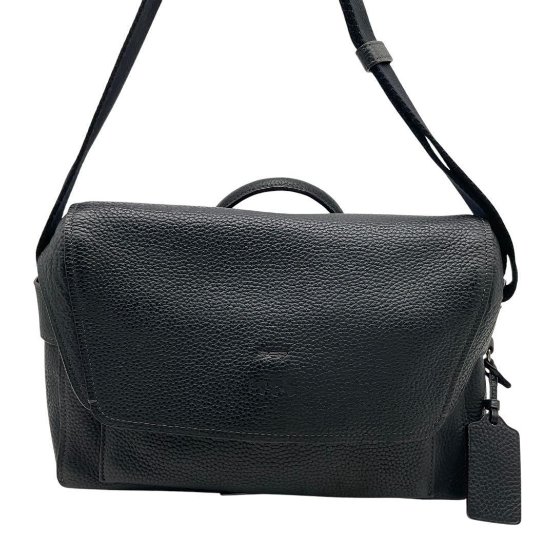 美品 コーチ メッセンジャーバッグ ブリーフケース ショルダバッグ レザー 黒