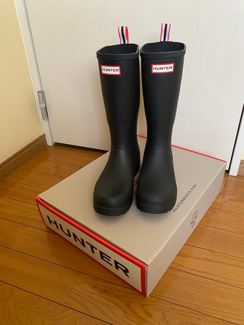 HUNTER ブラック 長靴 ストライプ