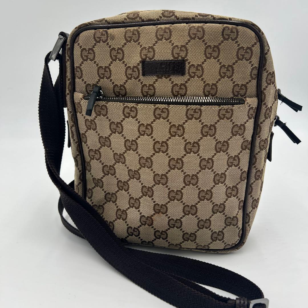 GUCCI グッチ GGキャンバス ショルダーバッグ　レザー　ロゴ