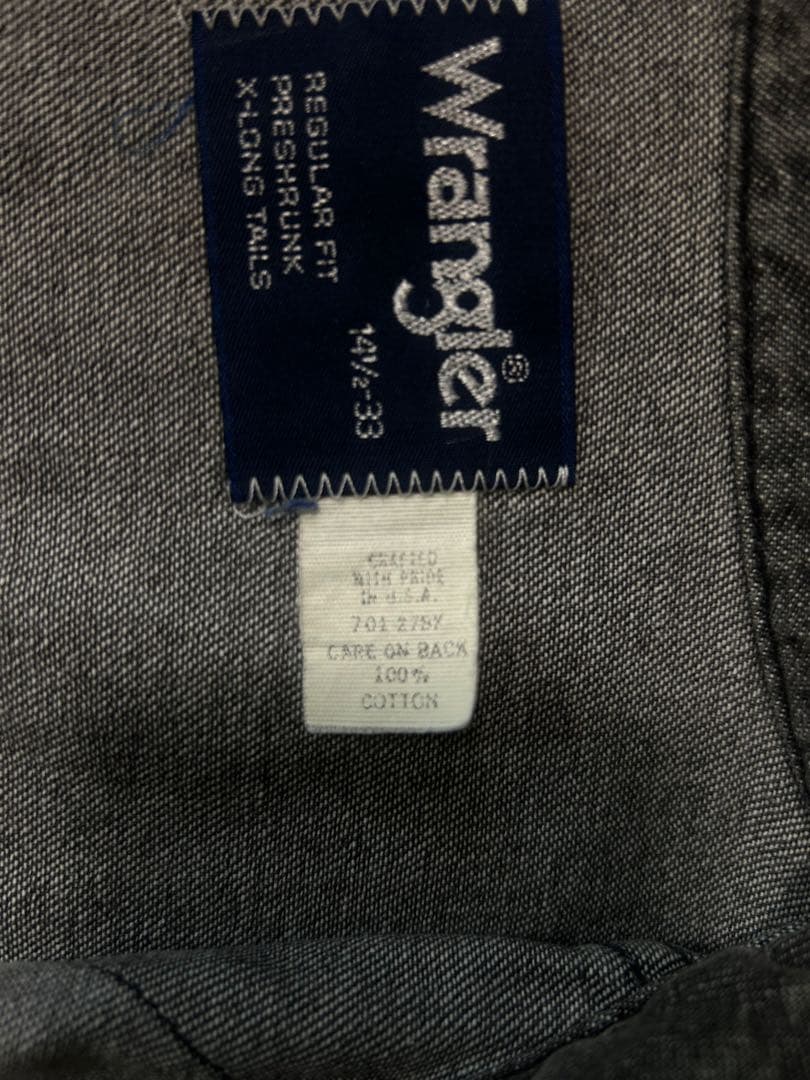 Wrangler デニムシャツ 貴重なブラック USA製 14 1/2 x 33
