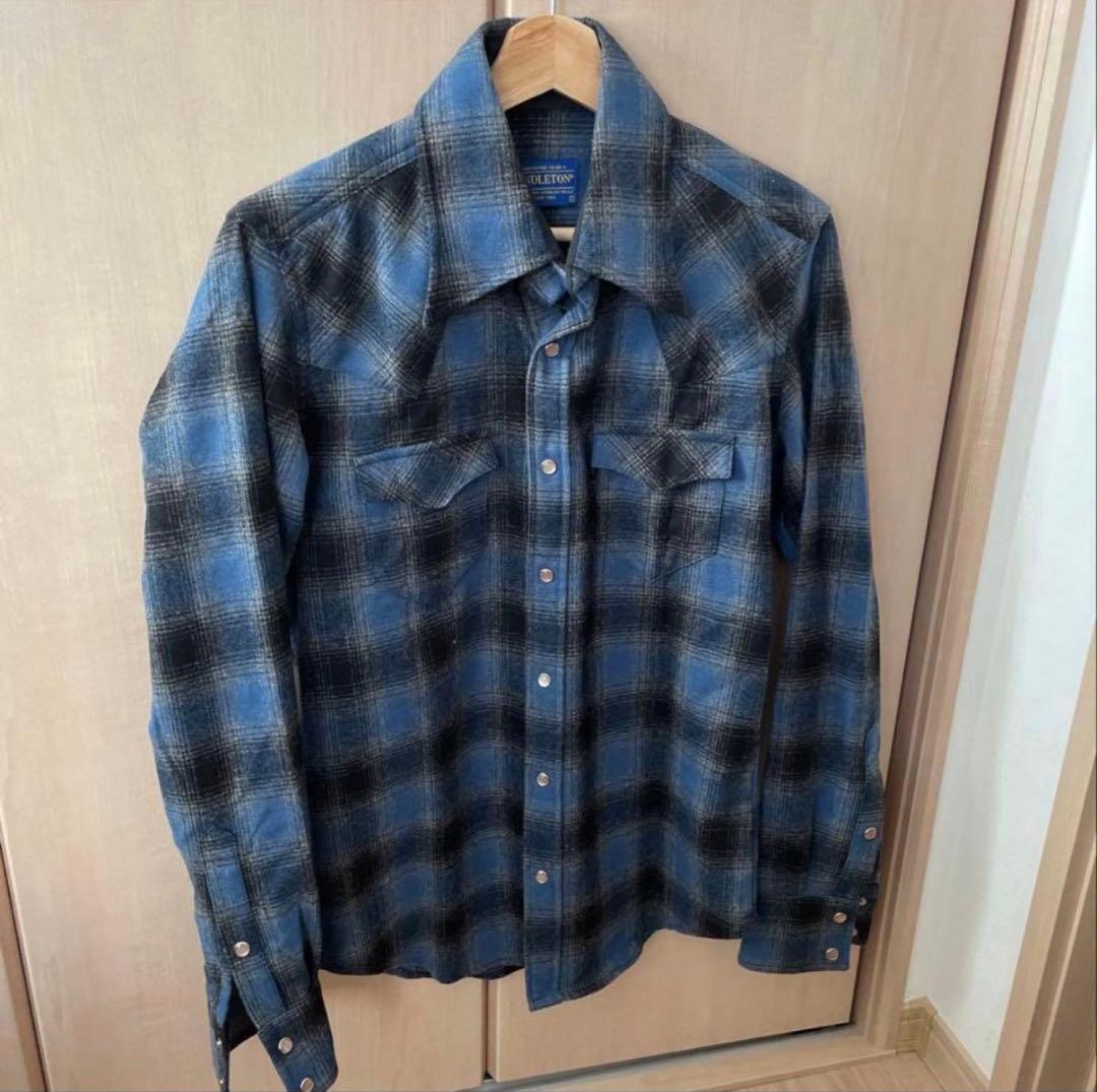 Pendleton ペンドルトン　ウール 長袖シャツ 青黒チェック L