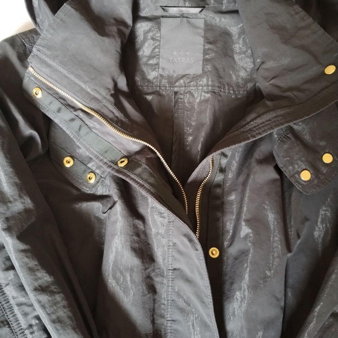 タトラス　 フード付き ブラックモッズコート