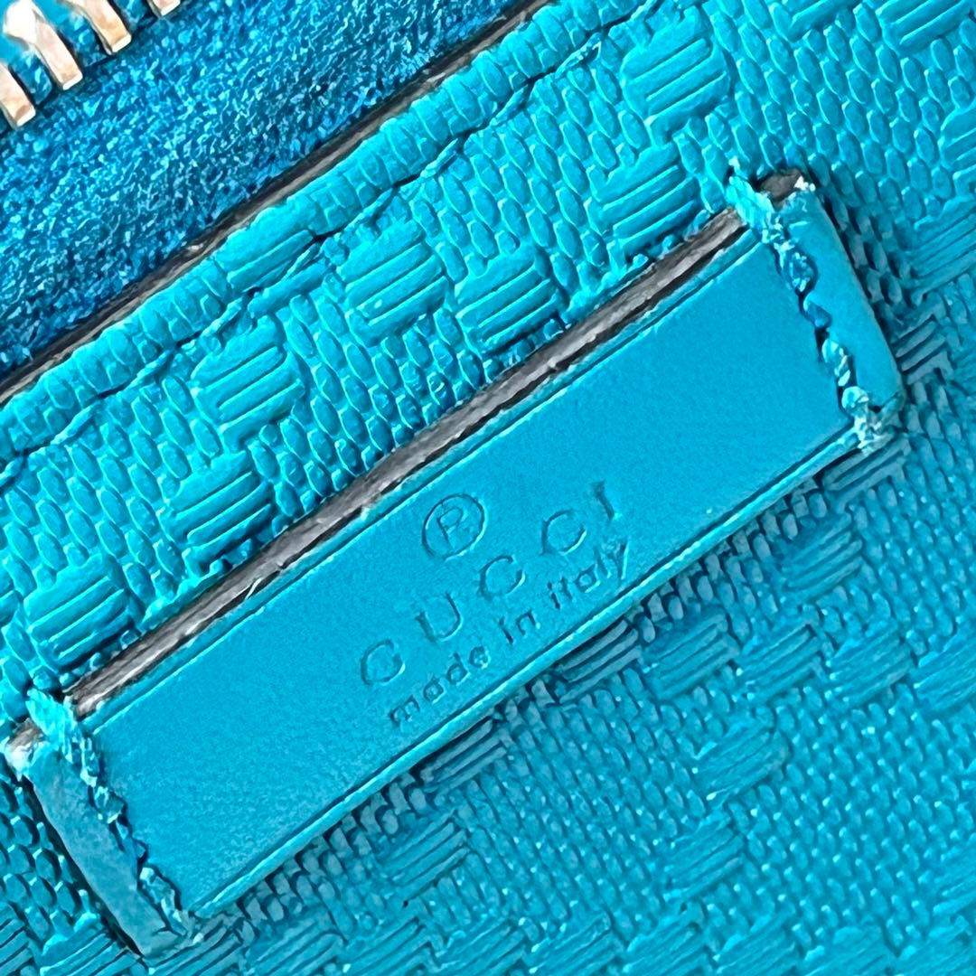 美品✨GUCCI ディアマンテ　ラウンド　財布　レアカラー　ターコイズブルー