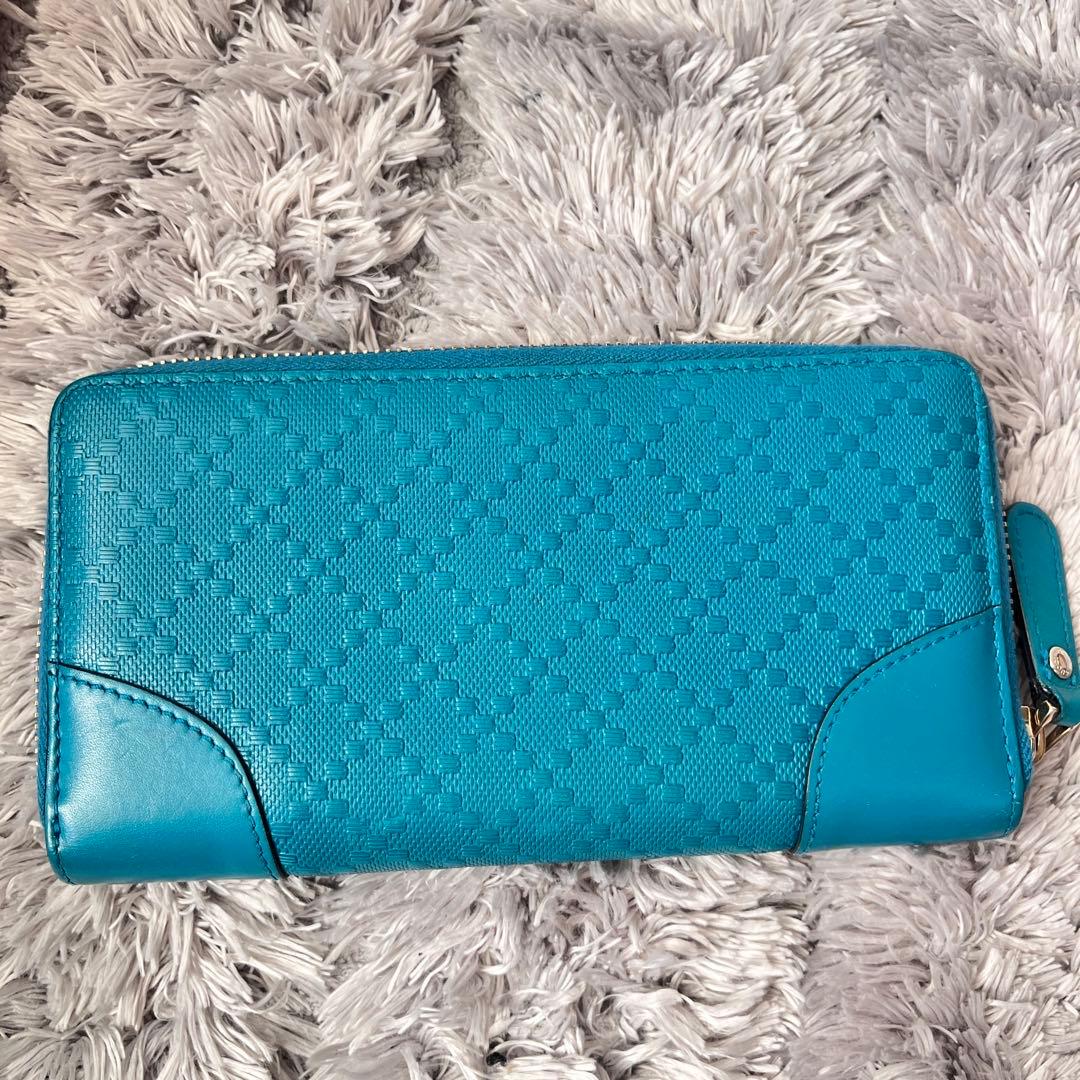 美品✨GUCCI ディアマンテ　ラウンド　財布　レアカラー　ターコイズブルー