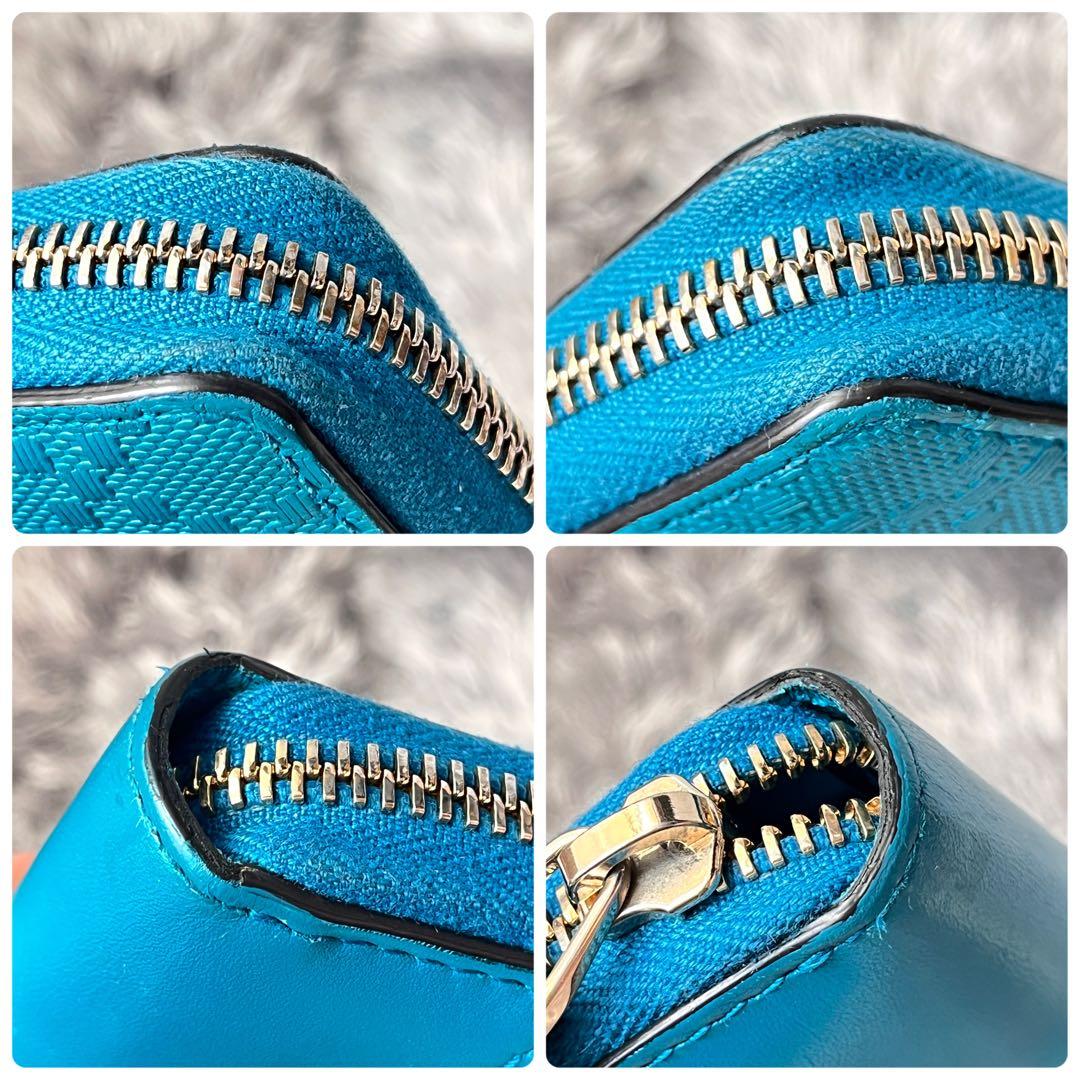 美品✨GUCCI ディアマンテ　ラウンド　財布　レアカラー　ターコイズブルー