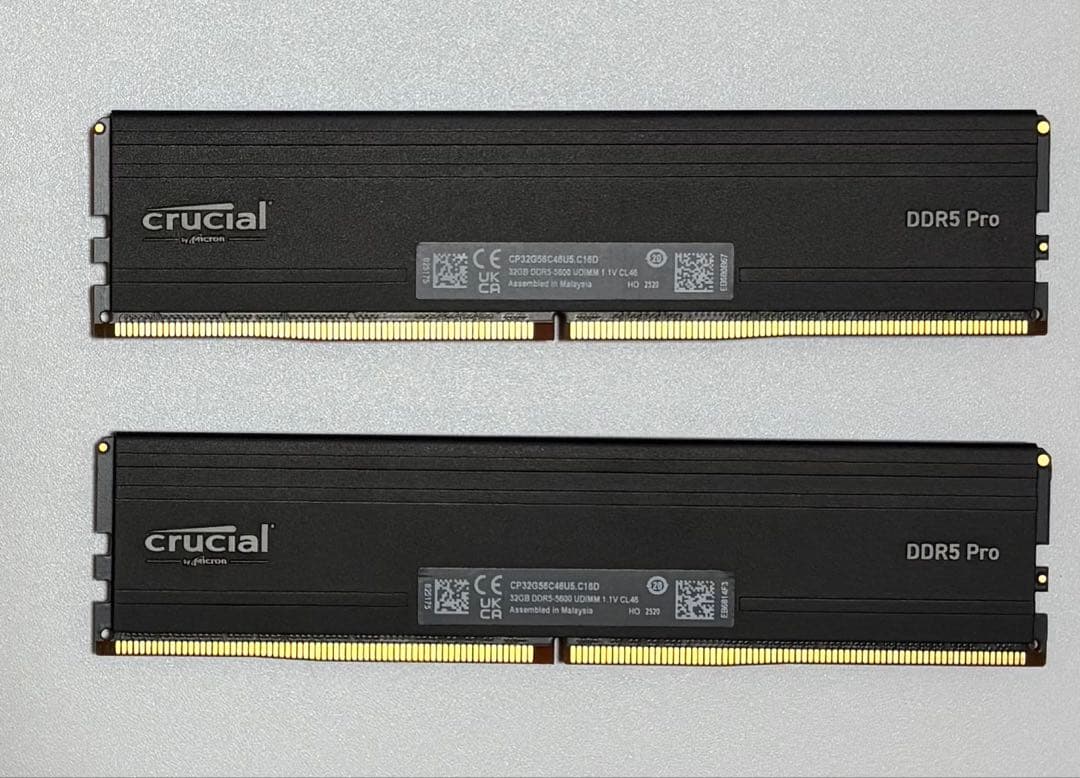 Crucial DDR5 Pro デスクトップ用メモリー 32Gb ×2枚