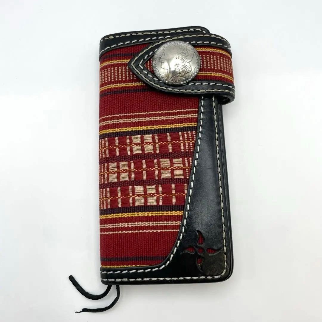 【縁起物おまけ付き】琉球レザー　L.L.A ロングウォレット　長財布　ブラック