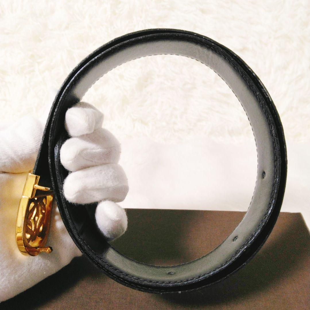 【美品】LOEWEアナグラム　ベルトレディース　ゴールドバックル　レザー