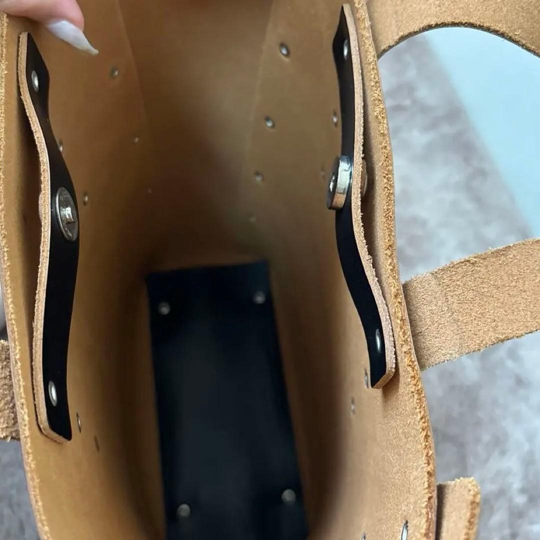 Hender Scheme M スタッズ付きブラックレザートートバッグ