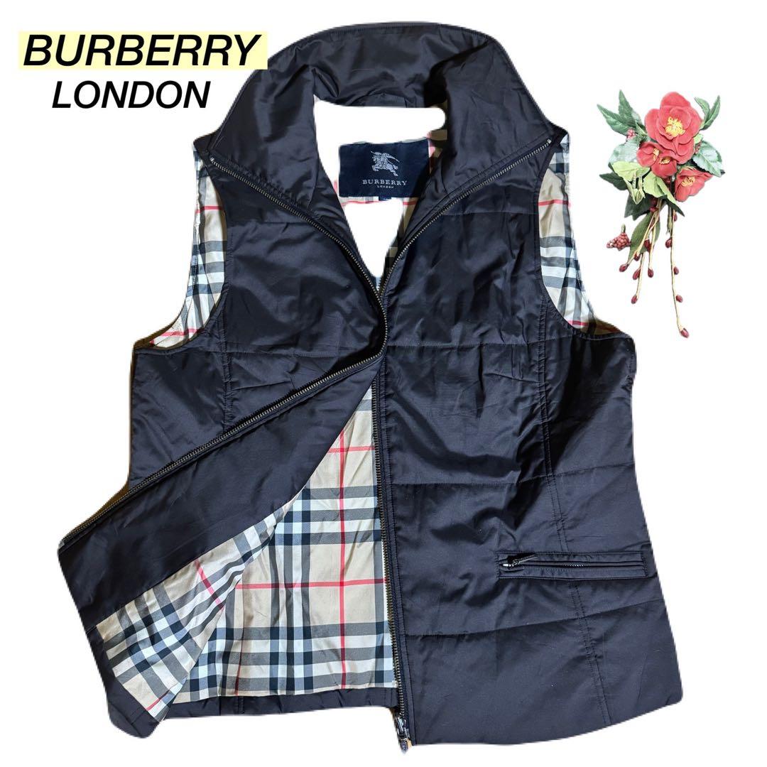 （美品）バーバリー　ベスト　ノバチェック　ブラック　黒　オールジップ　防寒　冬