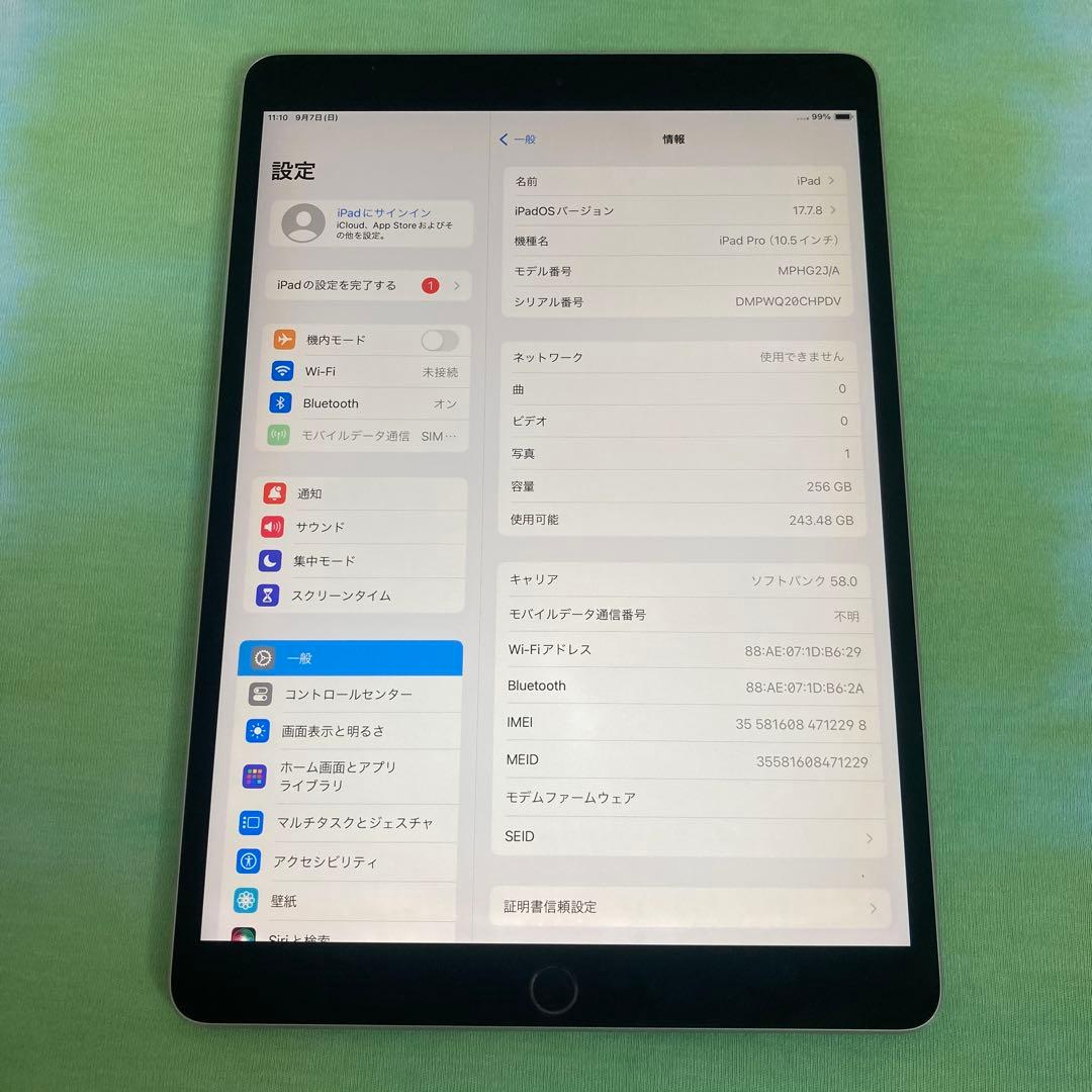 200 電池ほぼ新品☆iPad Pro 256GB 10.5インチ SIMフリー