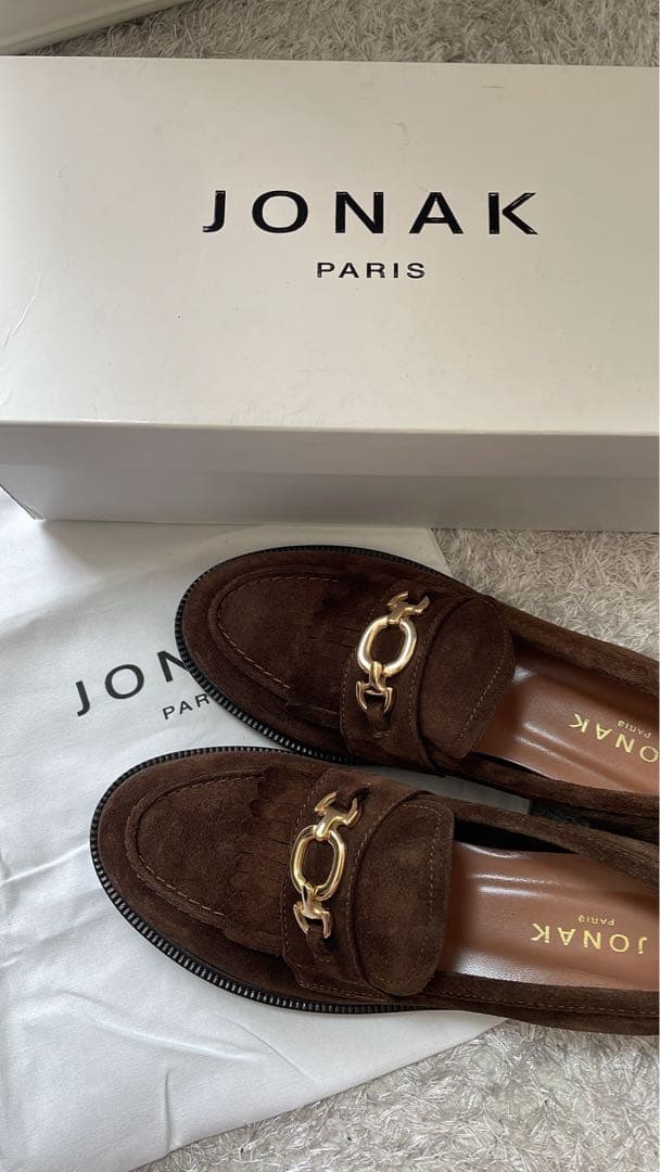 JONAK ブラウン スエード ローファー