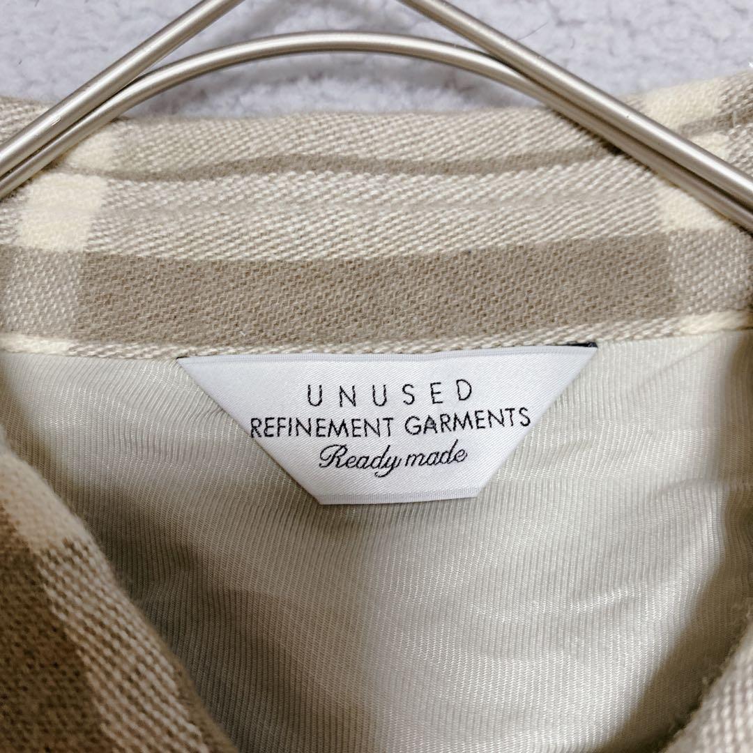 【アンユーズド】オーバーサイズ チェック スリット シャツ ウール コットン 3