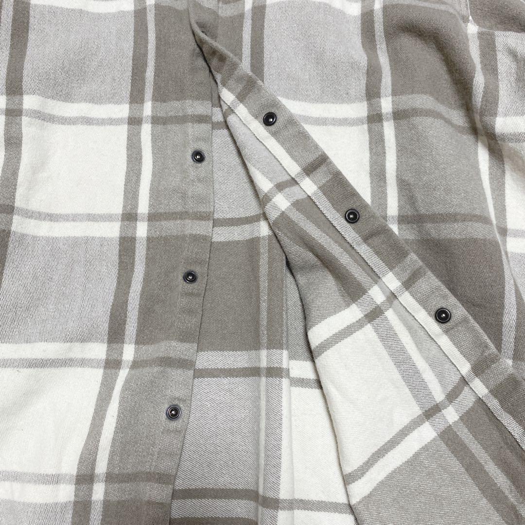 【アンユーズド】オーバーサイズ チェック スリット シャツ ウール コットン 3
