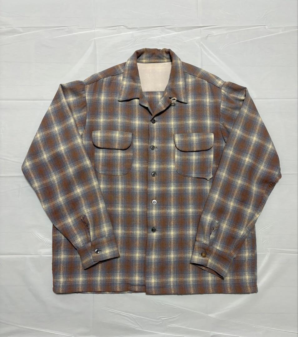 60s ボードシャツ ウールシャツ オンブレチェック
