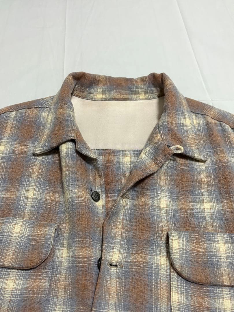 60s ボードシャツ ウールシャツ オンブレチェック