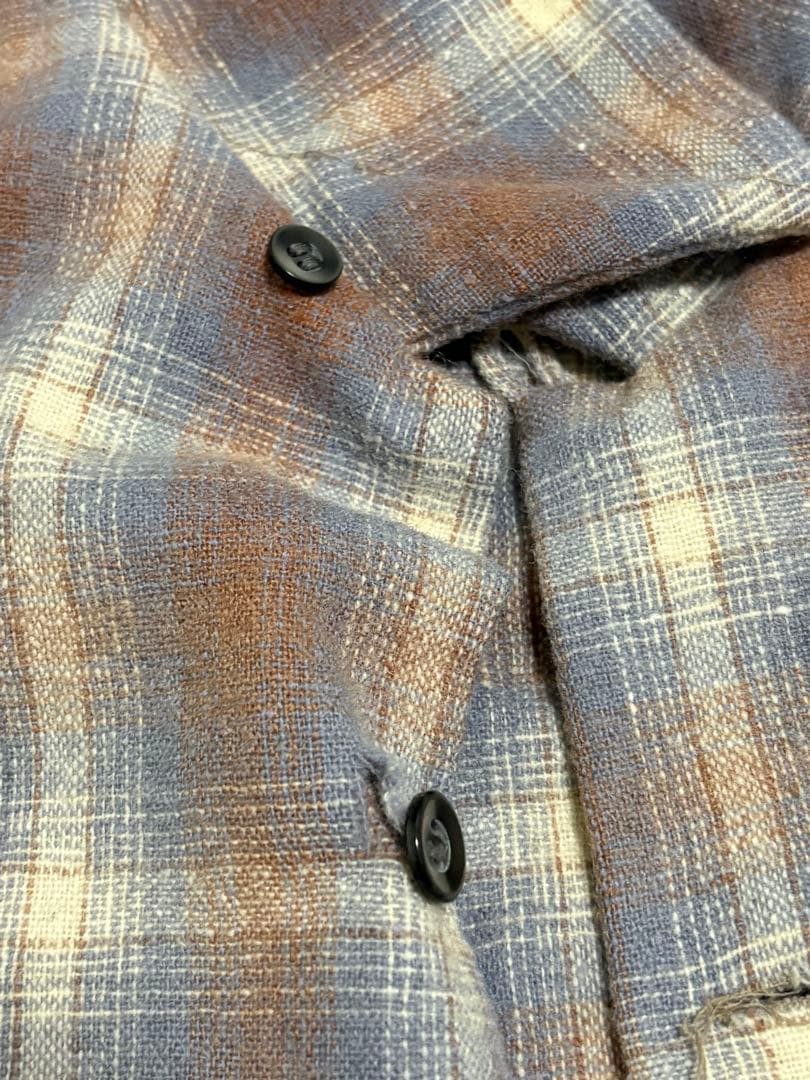 60s ボードシャツ ウールシャツ オンブレチェック