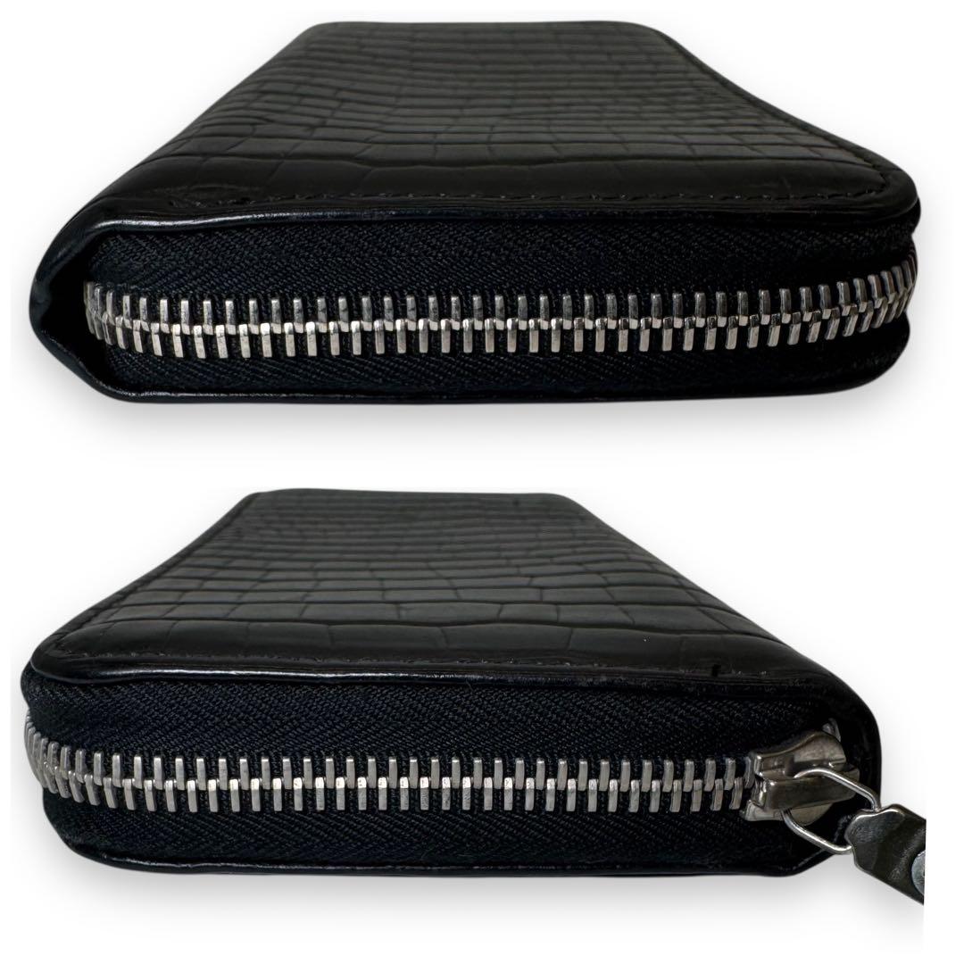 極美品■ホワイトハウスコックス ブライドルレザー クロコ型押し 長財布 ブラック