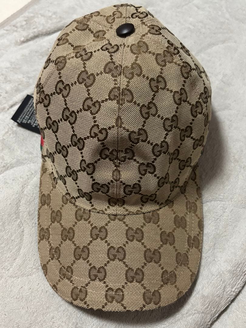 GGキャンバス シェリーライン キャップ 帽子 ベージュ 200035