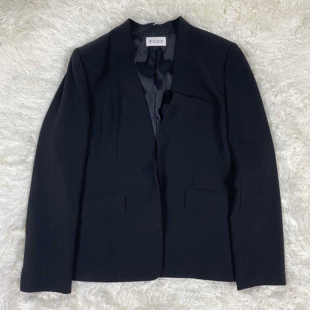 美品 ✨　L サイズ　PLST プラステ スーツ ノーカラー パンツ ブラック