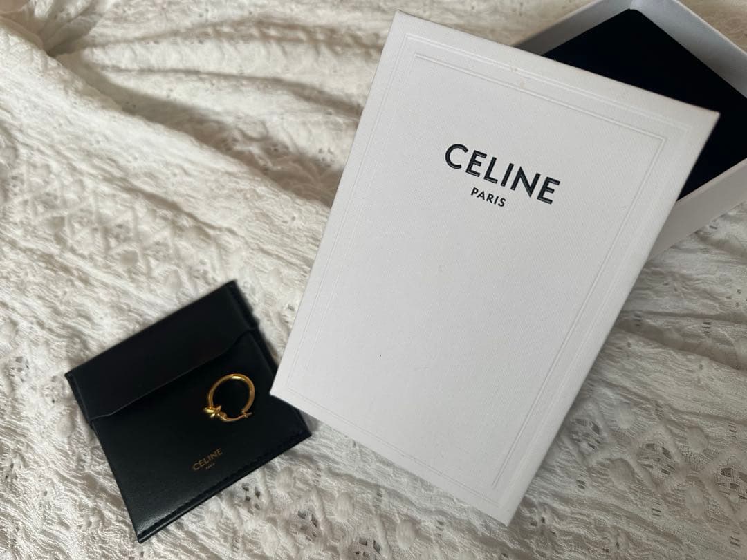 CELINE セリーヌ ノットスモールフープ ピアス 片耳 ゴールド
