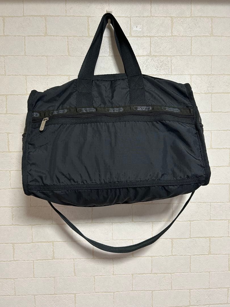 Lesportsacブラックナイロンボストンバッグ 黒