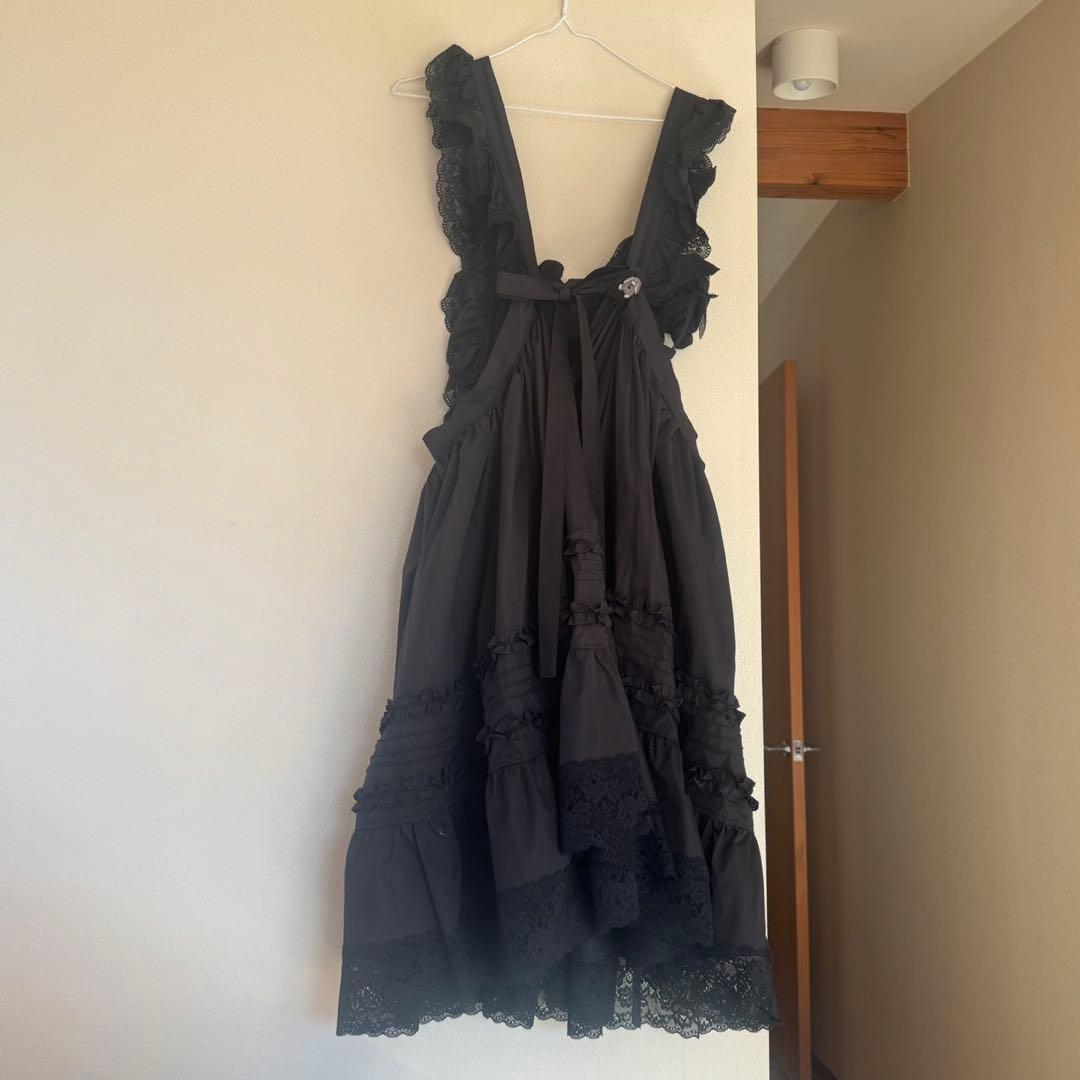 MOMOKOHOUSE モモコハウス　ハートフリルエプロン　ミドル丈