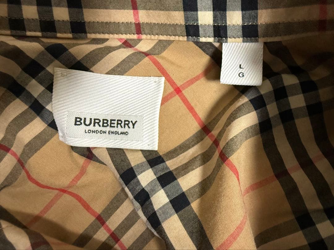 バーバリー　チェック柄半袖シャツ　Lサイズ