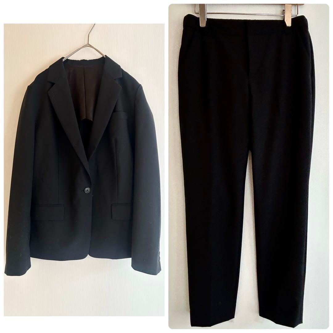 173美品GLR22AW洗濯機洗可能ウールテーラードジャケットパンツスーツ38黒