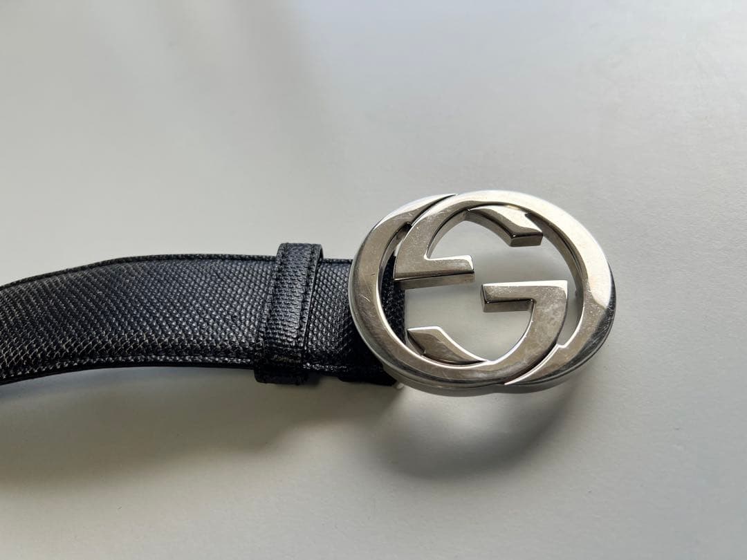 最終値引‼️GUCCI ブラックベルト GGロゴ 85-34