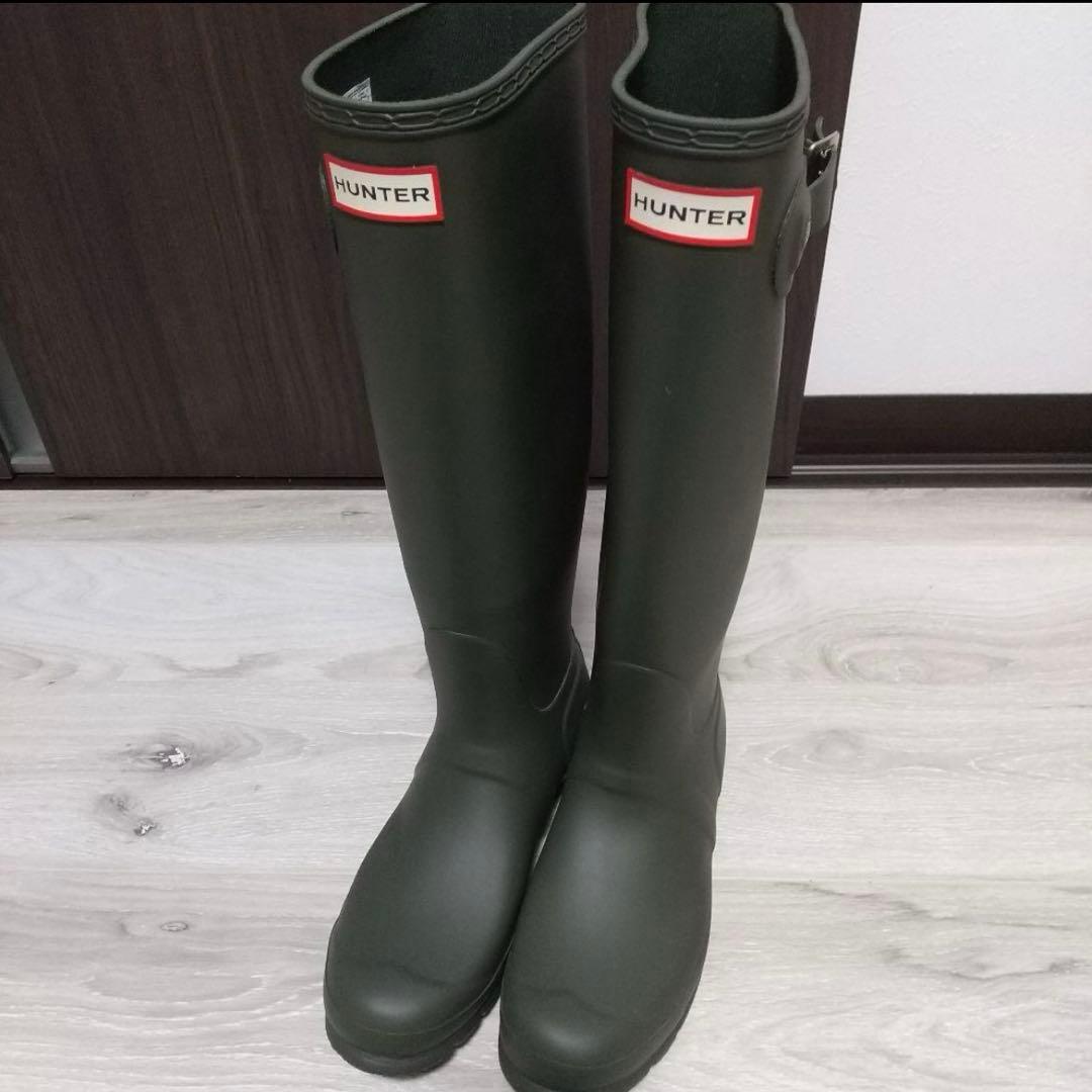 HUNTER オリーブグリーン ロングブーツ 39