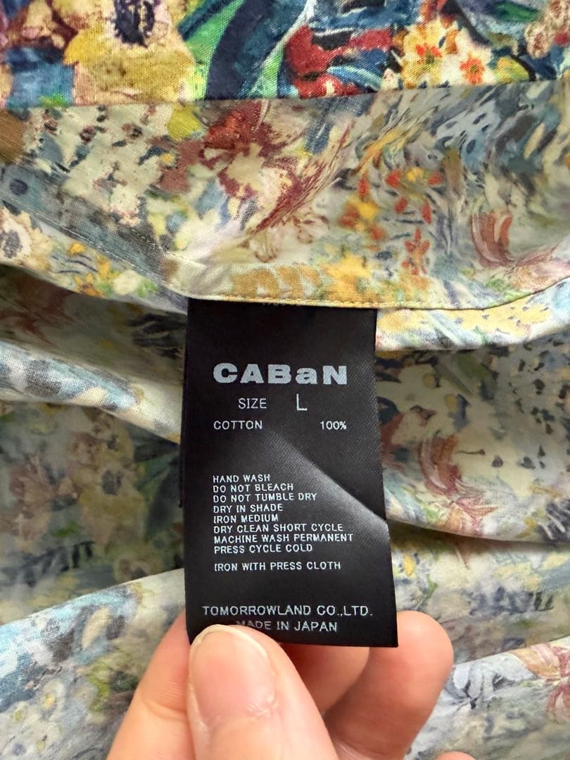 CABaN コットン フラワープリントハーフスリーブシャツ L