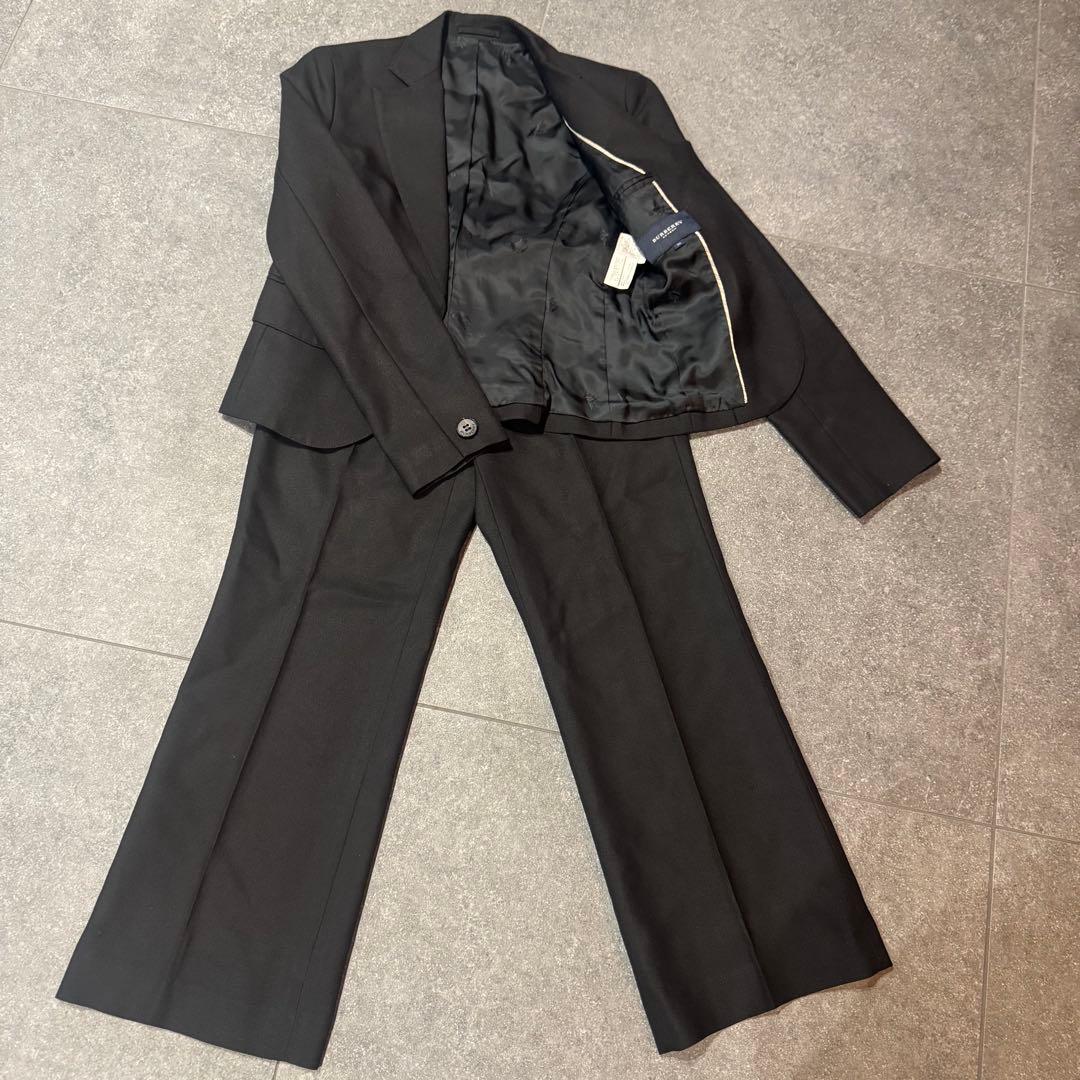 美品BURBERRY LONDON セットアップ　シルク　黒　ノバチェック　S