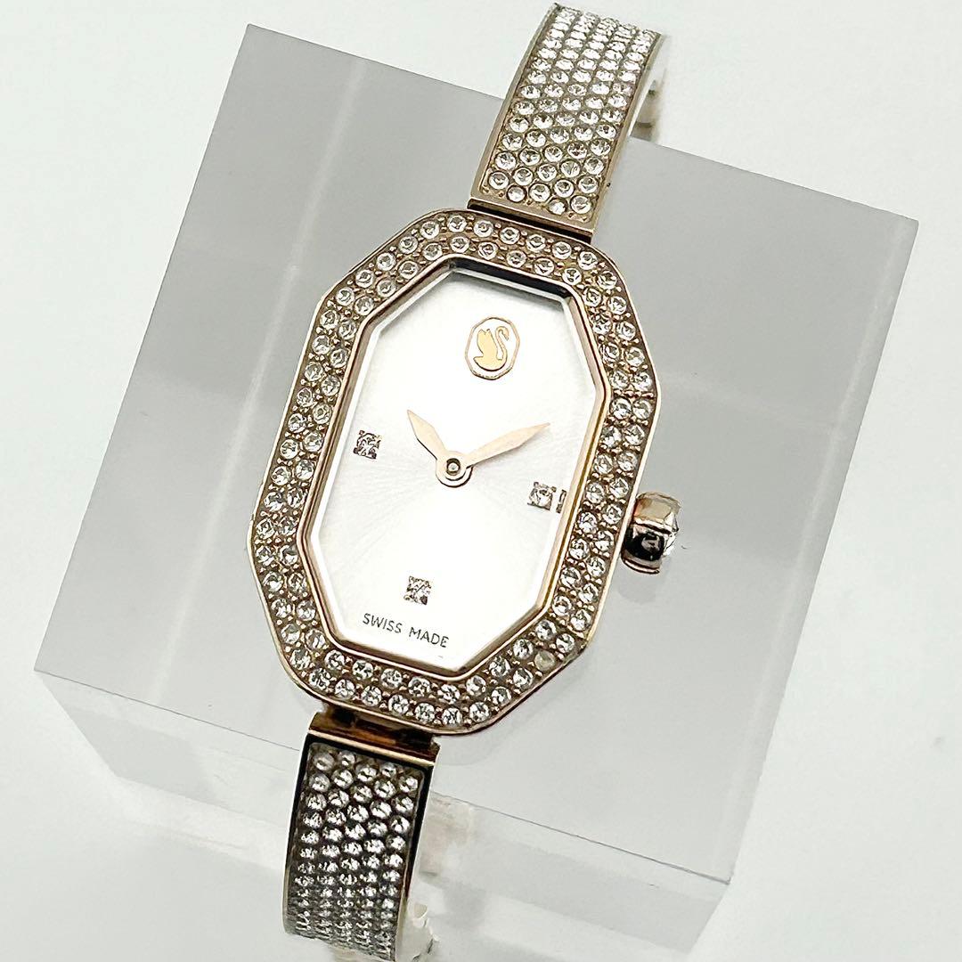 【稼働品】スワロフスキー Dextera Bangle ウォッチ ローズゴールド