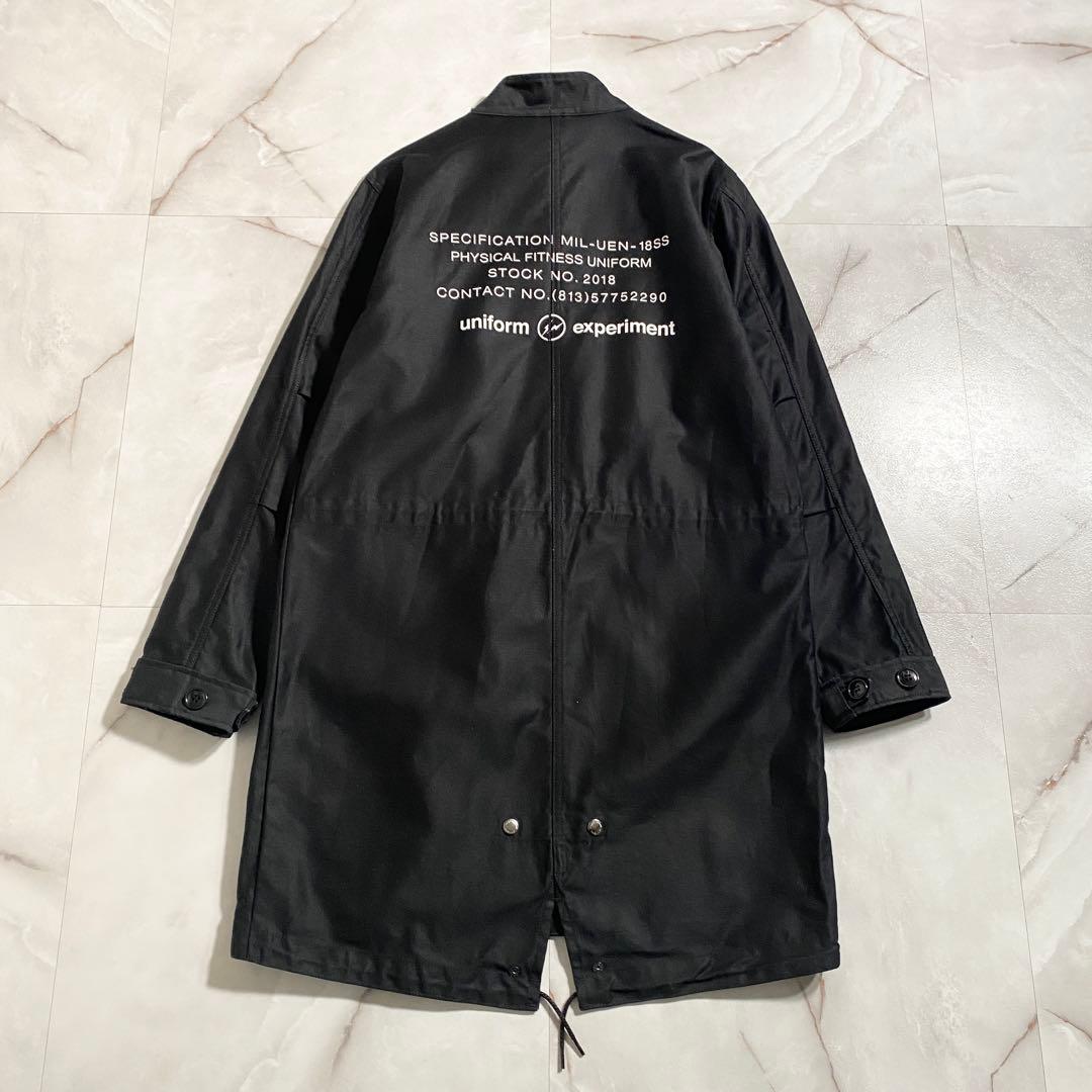 B18174 美品 UE×FRGMT スタンドカラーモッズコート 黒2